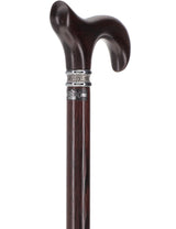 Textured Exotic Wenge Wood Derby Cane: Intricate Pewter Collar Derby Classic Walking Canes - Tophatter Daily Deals