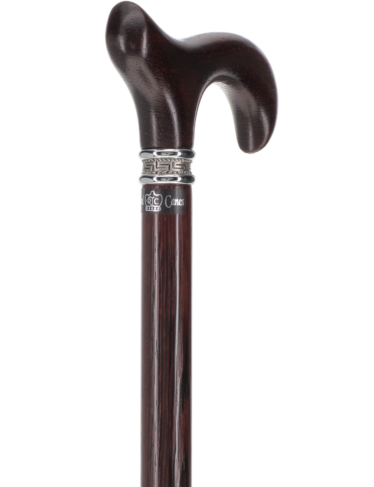 Textured Exotic Wenge Wood Derby Cane: Intricate Pewter Collar Derby Classic Walking Canes - Tophatter Daily Deals