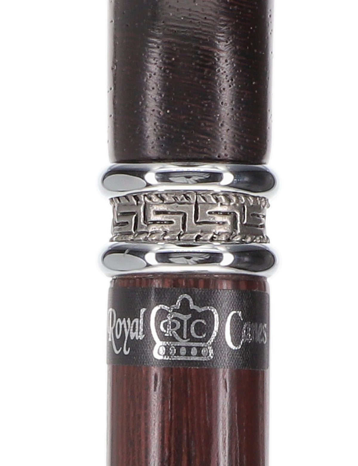 Textured Exotic Wenge Wood Derby Cane: Intricate Pewter Collar Derby Classic Walking Canes - Tophatter Daily Deals