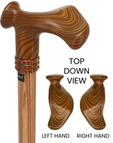 Contour Palm Grip Cane - Zebrano Wood, Ergonomic Comfort Left Hand Anatomically Correct - Tophatter Daily Deals