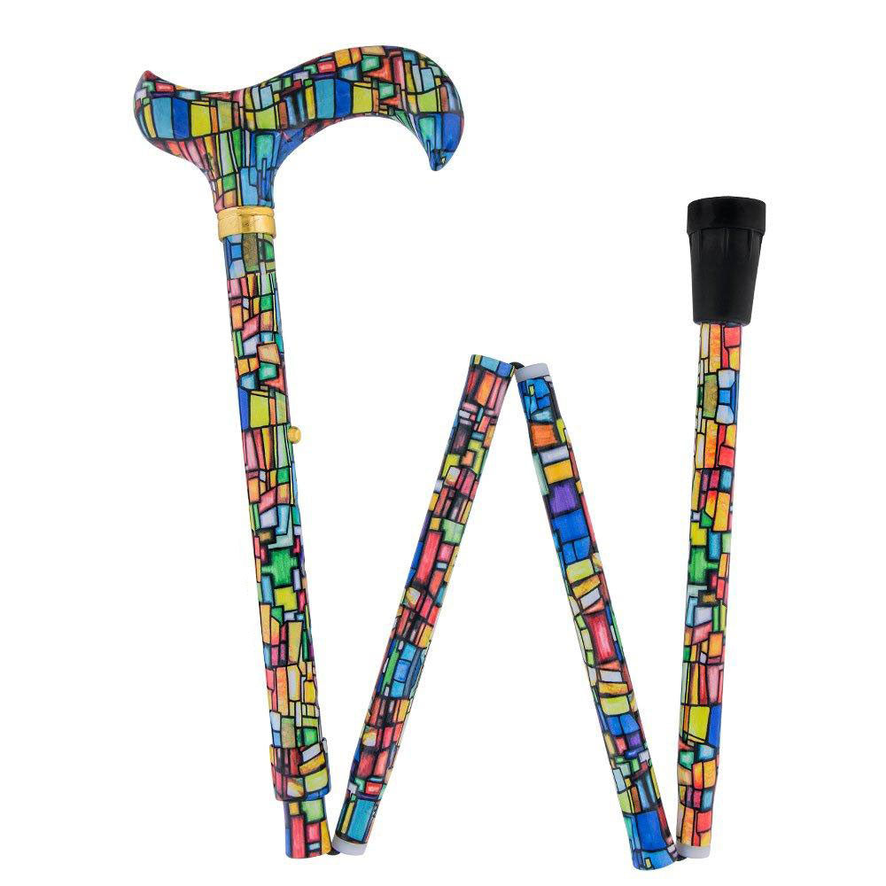 Mosaic Stained: Designer Pattern Folding Adjustable Cane Folding Canes - Tophatter Daily Deals