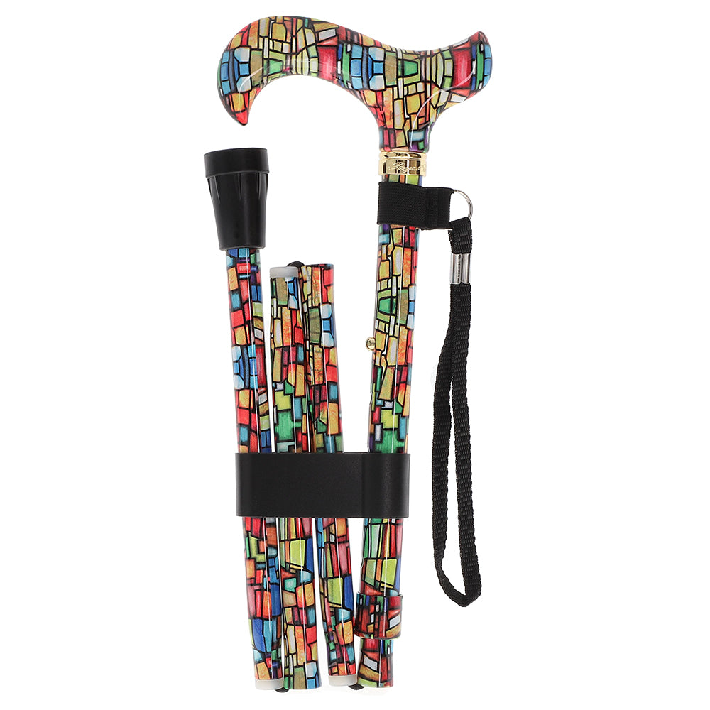 Mosaic Stained: Designer Pattern Folding Adjustable Cane Folding Canes - Tophatter Daily Deals
