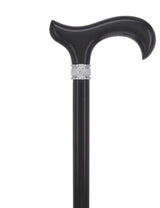 Elegant Black Beechwood Derby - Embossed Pewter Collar Classic Wood Canes - Tophatter Daily Deals