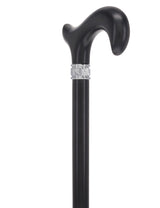 Elegant Black Beechwood Derby - Embossed Pewter Collar Classic Wood Canes - Tophatter Daily Deals