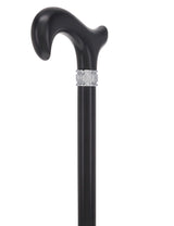 Elegant Black Beechwood Derby - Embossed Pewter Collar Classic Wood Canes - Tophatter Daily Deals