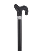 Elegant Black Beechwood Derby - Embossed Pewter Collar Classic Wood Canes - Tophatter Daily Deals
