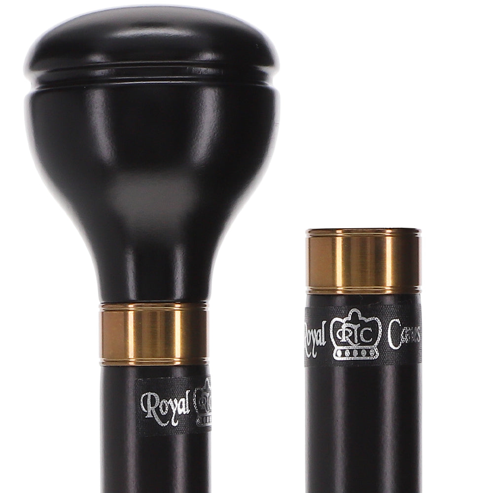 Timeless Black & Gold Elegance Knob Walking Stick Knob Handled Canes - Tophatter Daily Deals