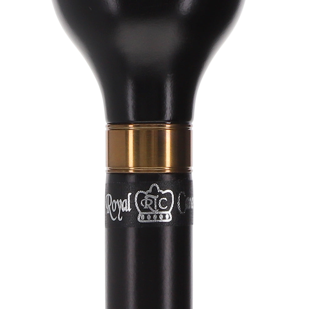 Timeless Black & Gold Elegance Knob Walking Stick Knob Handled Canes - Tophatter Daily Deals