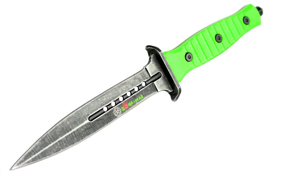 9.25" Zombie-War Stainless Steel Hunting Knife with Stone Washed Blade - Tophatter Daily Deals