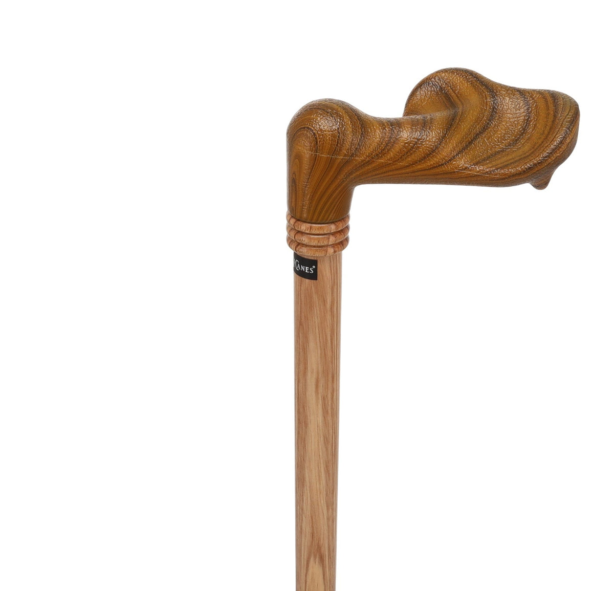 Comfort Palm Grip Cane - Zebrano Wood & Collar Anatomically Correct - Tophatter Daily Deals