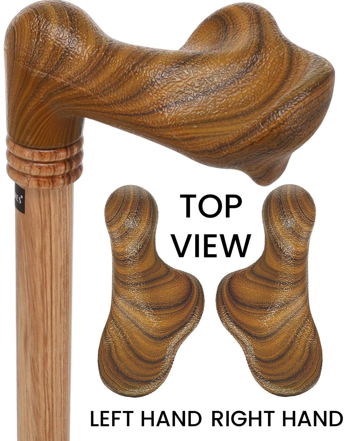 Comfort Palm Grip Cane - Zebrano Wood & Collar Left Anatomically Correct - Tophatter Daily Deals