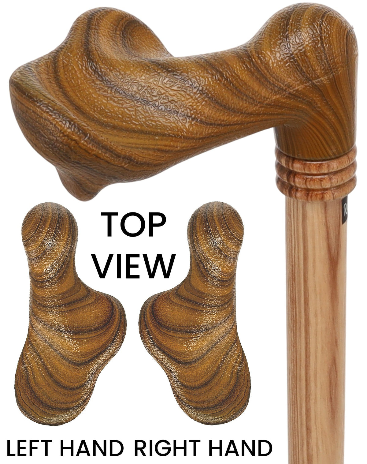 Comfort Palm Grip Cane - Zebrano Wood & Collar Right Anatomically Correct - Tophatter Daily Deals