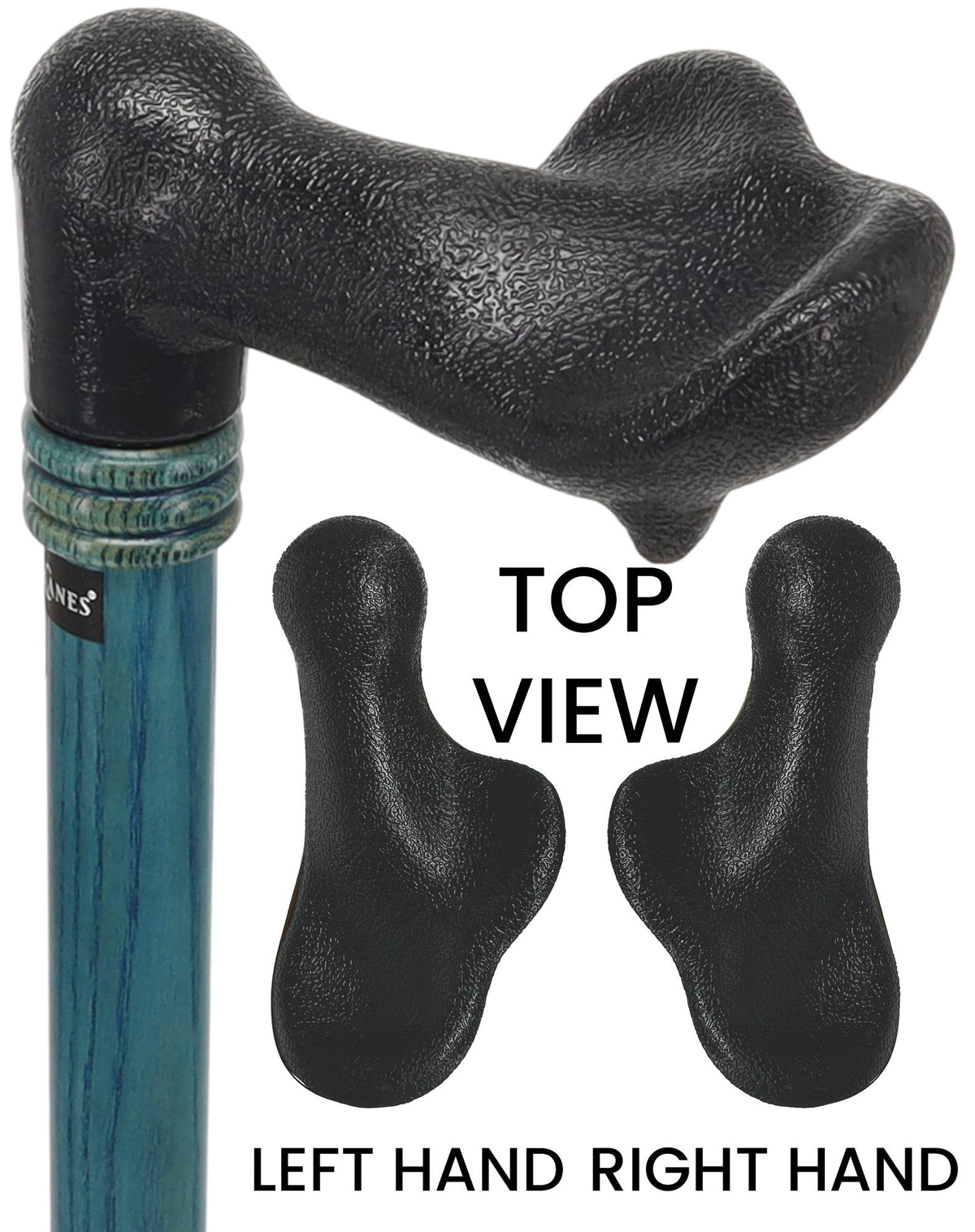 Comfy Denim Blue Palm-Grip Cane: Ash Wood Shaft & Wooden Collar Left Hand Palm Hand Grip Canes - Tophatter Daily Deals