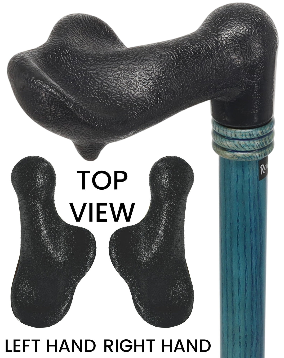 Comfy Denim Blue Palm-Grip Cane: Ash Wood Shaft & Wooden Collar Right Hand Palm Hand Grip Canes - Tophatter Daily Deals