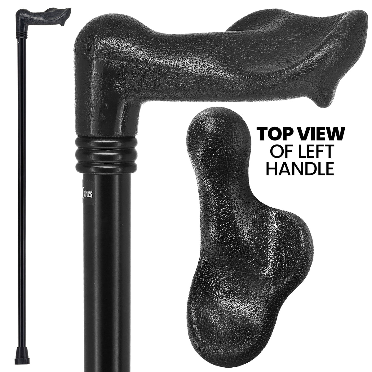 Comfy Black Palm-Grip Cane: Beechwood Shaft & Collar Palm Hand Grip Canes - Tophatter Daily Deals