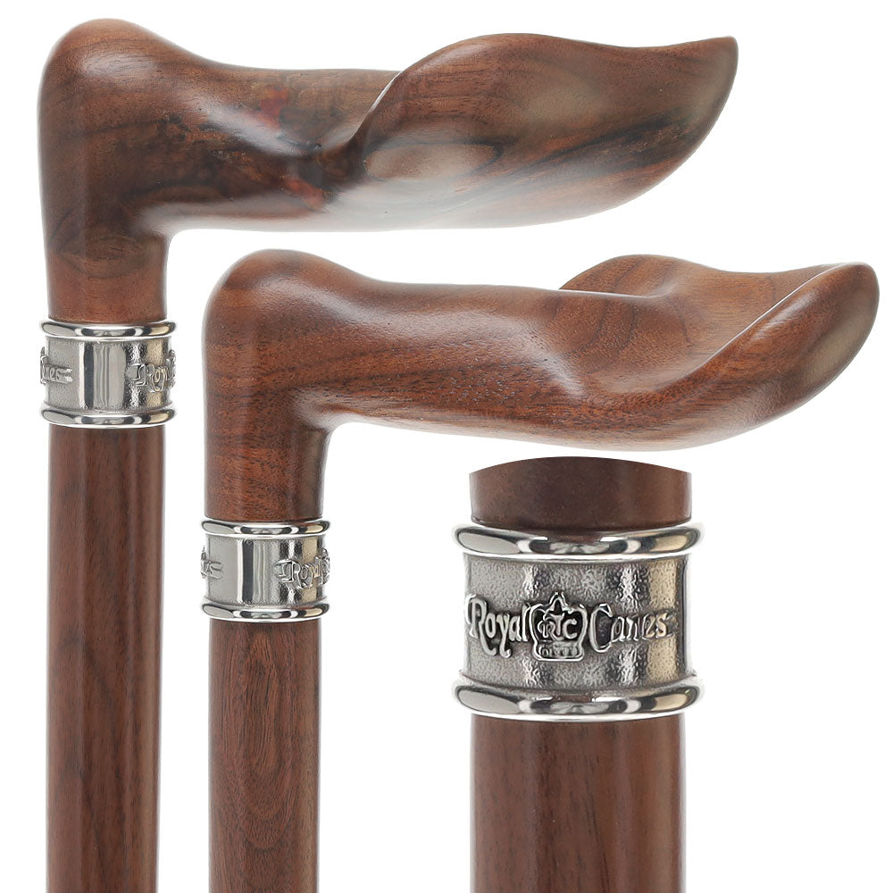 Luxury Walnut Palm Grip Walking Cane - Ergonomic Comfort - Tophatter Daily Deals