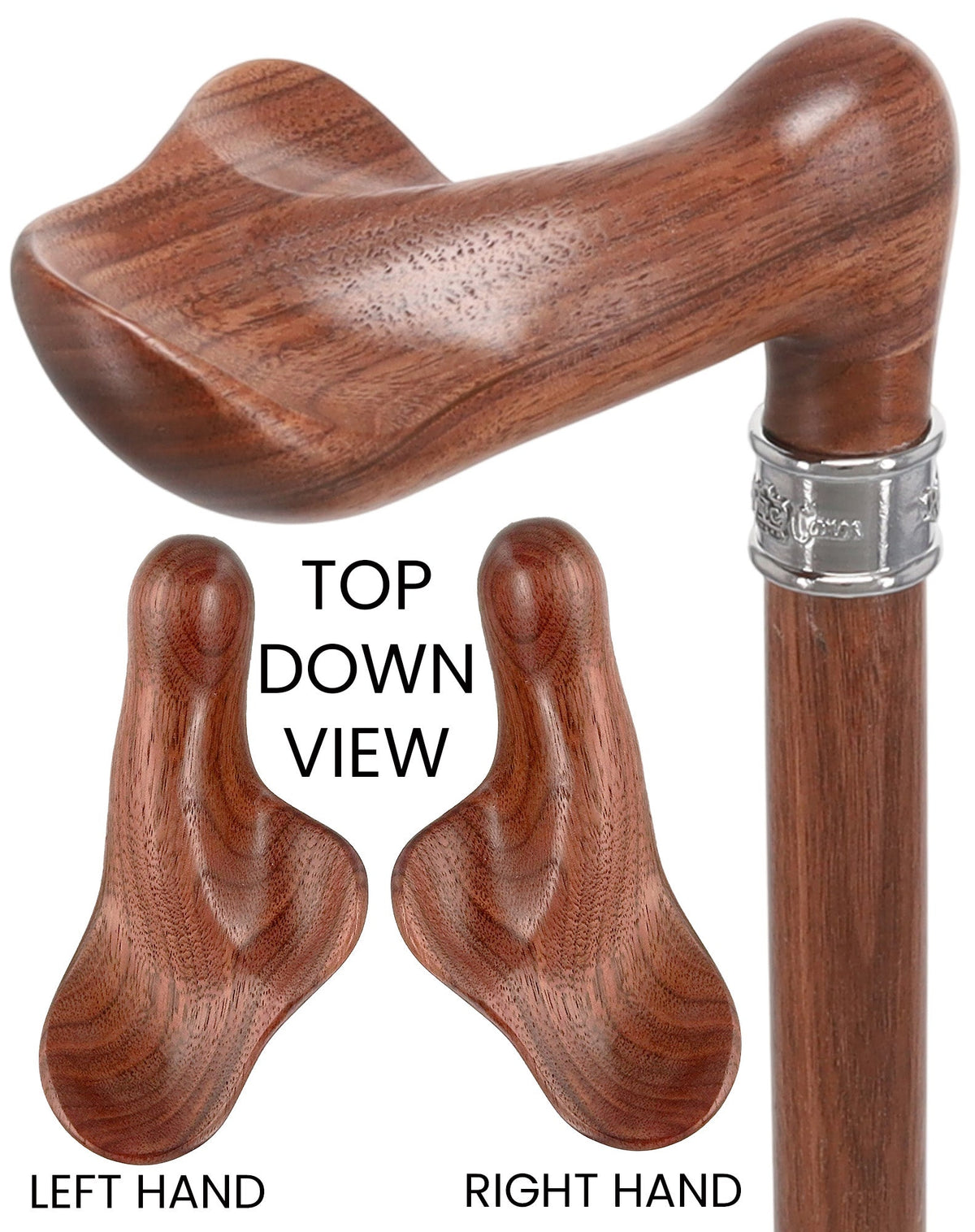 Luxury Walnut Palm Grip Walking Cane - Ergonomic Comfort Right Hand - Tophatter Daily Deals