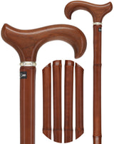 Bamboo Shaft Cane with Walnut Derby Handle: Elegant Design Derby Classic Walking Canes - Tophatter Daily Deals