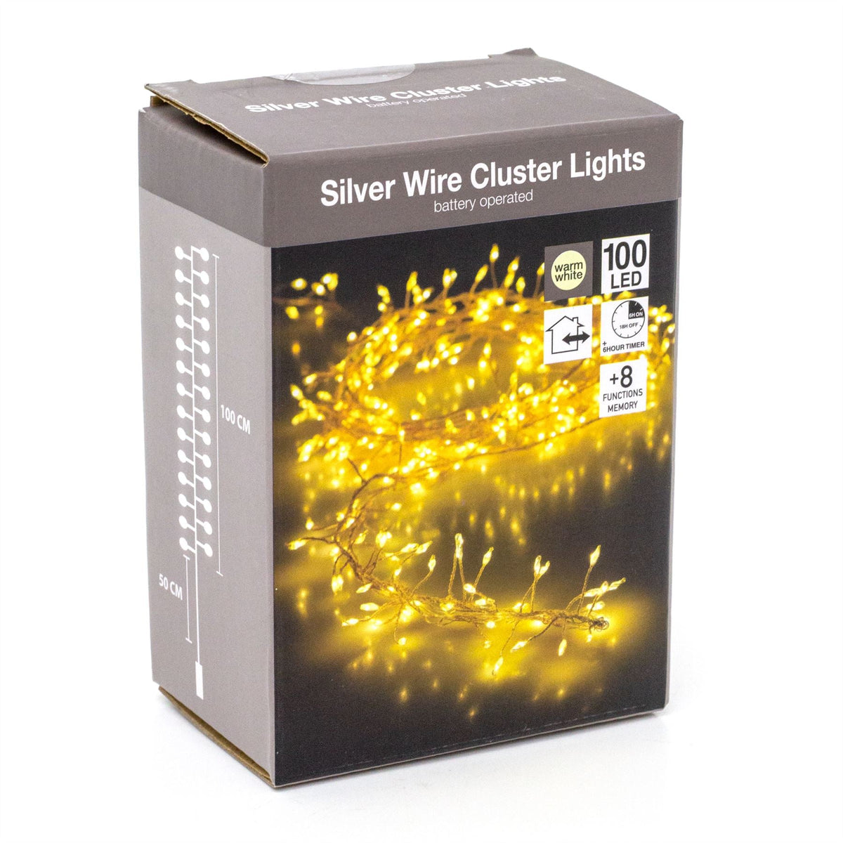 Silver Wire Cluster Lights | Indoor Outdoor 100 LED Warm White Fairy Lights Fairy Lights - Tophatter Daily Deals
