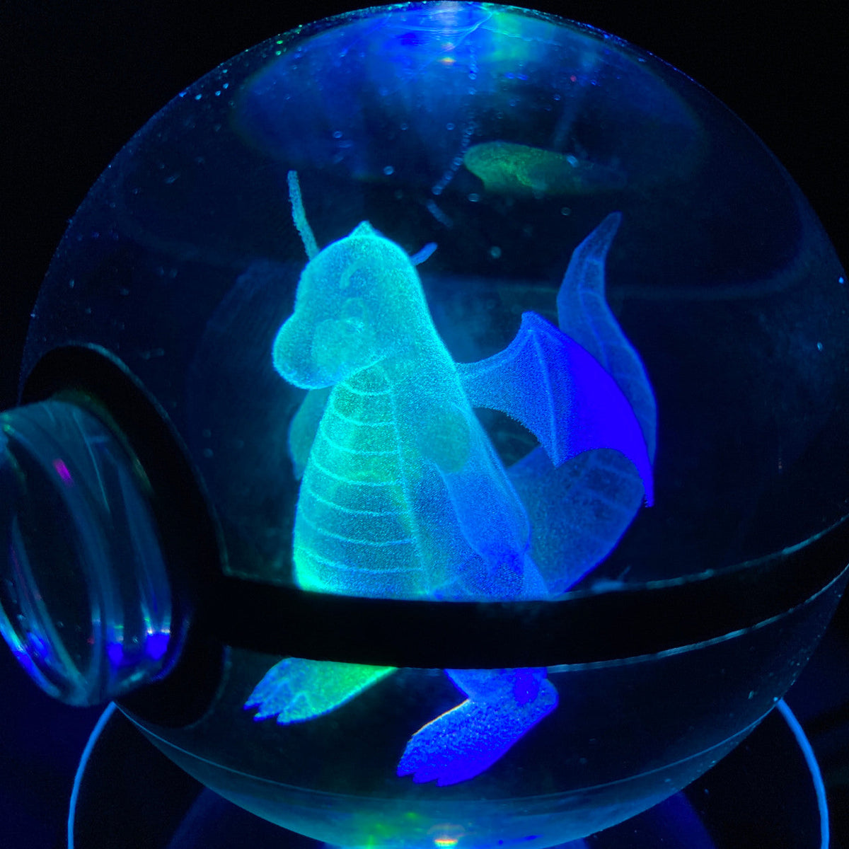 80Mm Laser Engraved Glass Pokemon Collectable (Rotating Stand) Collectible Merchandise - Tophatter Daily Deals