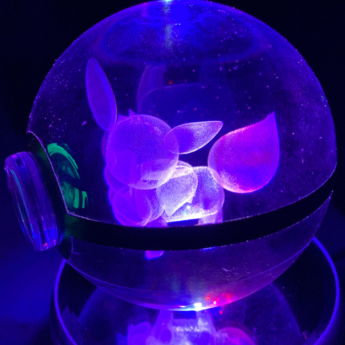 80Mm Laser Engraved Glass Pokemon Collectable (Rotating Stand) Collectible Merchandise - Tophatter Daily Deals