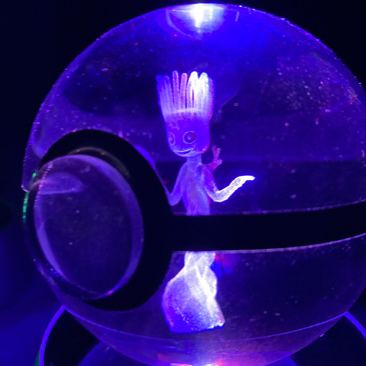 80Mm Laser Engraved Glass Pokemon Collectable (Rotating Stand) Collectible Merchandise - Tophatter Daily Deals