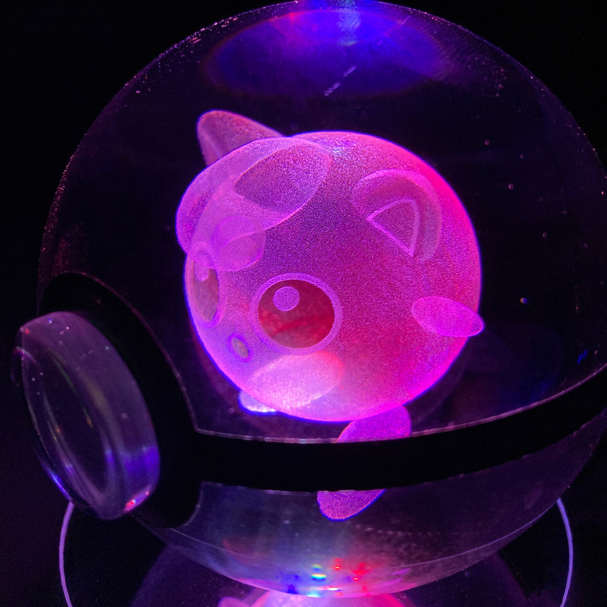 80Mm Laser Engraved Glass Pokemon Collectable (Rotating Stand) Collectible Merchandise - Tophatter Daily Deals