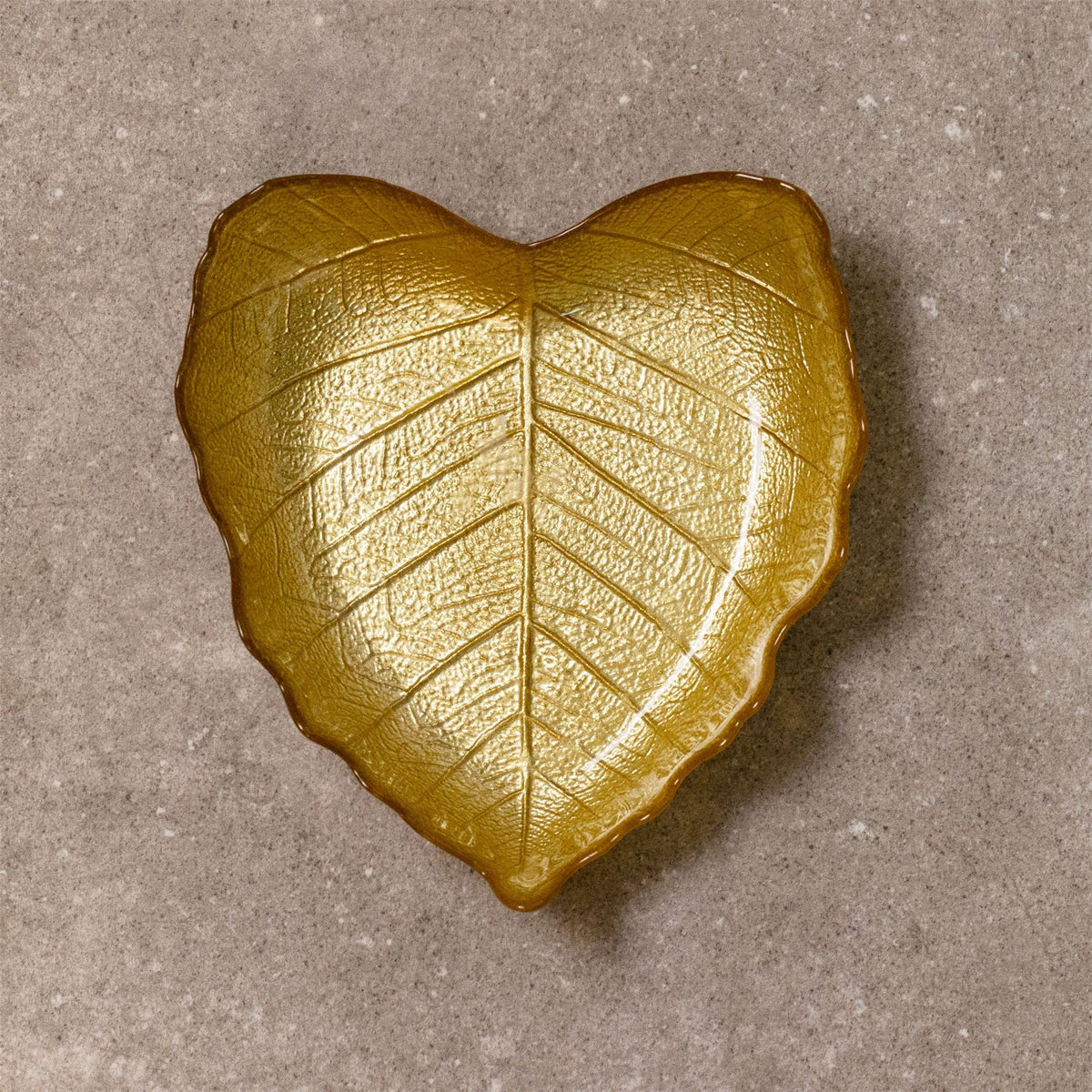 Gold Glass Leaf Trinket Bowl | Botanical Vanity Plate Trinket Dish - 16x14cm Trinket Dish - Tophatter Daily Deals