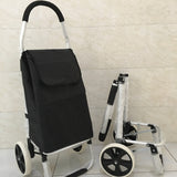 Aluminum Alloy Shopping Cart Pull Rod Folding Cart Black 0 - Tophatter Daily Deals