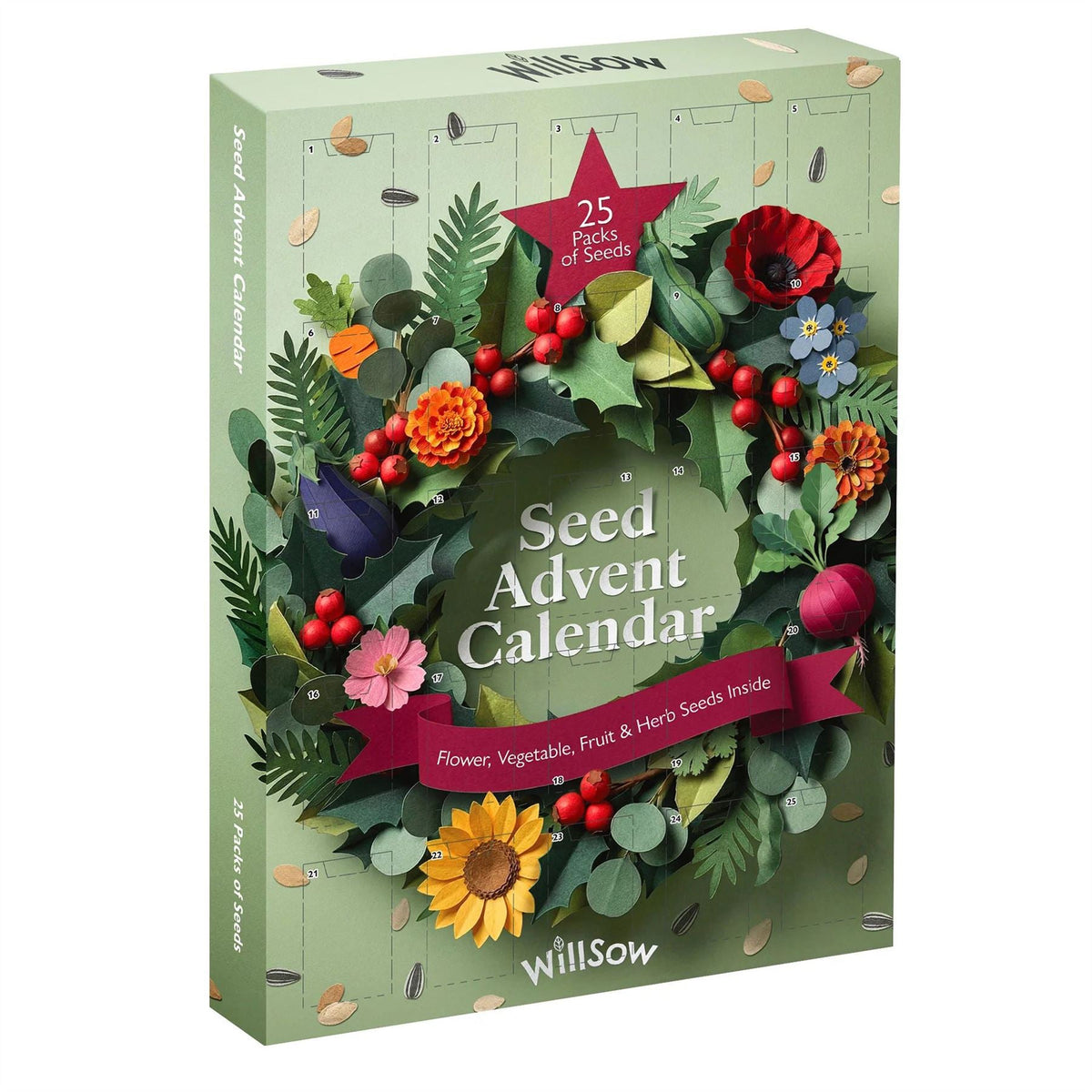 Seed Christmas Advent Calendar, 25 Flower Vegetable Fruit & Herb Seed Packets Advent Calendar - Tophatter Daily Deals
