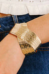 Gold Textured Crossover Metal Cuff Wide Bracelet Bracelets - Tophatter Daily Deals