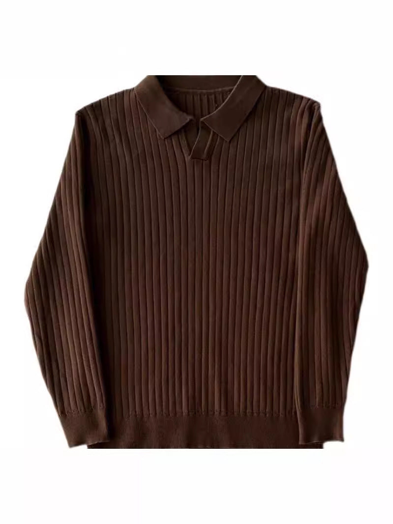 Fitted Men's Long Sleeve Polo Shirt - Ribbed Knit, Casual 3D Changing Face Moving Picture Frame - Tophatter Daily Deals