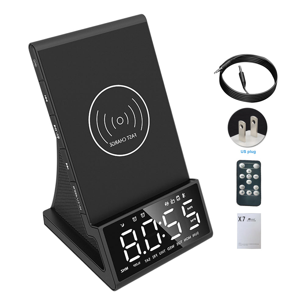 Bluetooth Speaker Phone Charging Speaker Alarm Clock Radio Black USB 0 - Tophatter Daily Deals