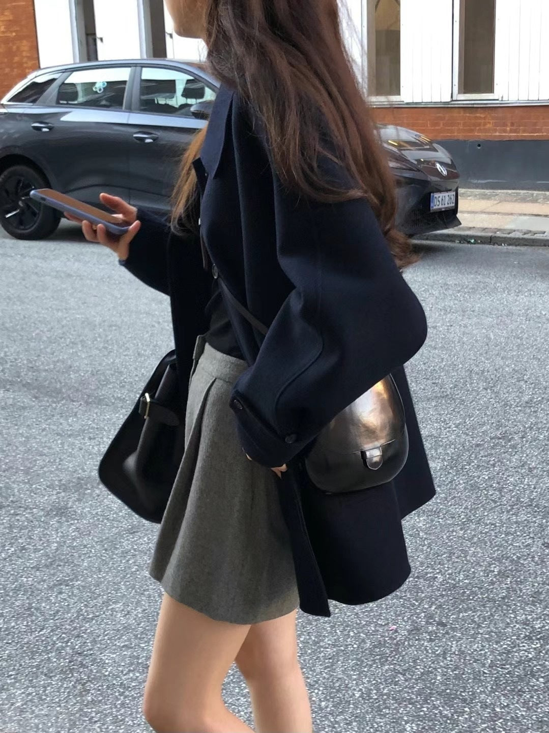 Warm Classic Women Wool Coat - Midlength A Line For Winter Navy Blue Free Size 3D Changing Face Moving Picture Frame - Tophatter Daily Deals