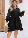 Plus Size Swiss Dot Round Neck Long Sleeve Dress Casual Dresses - Tophatter Daily Deals