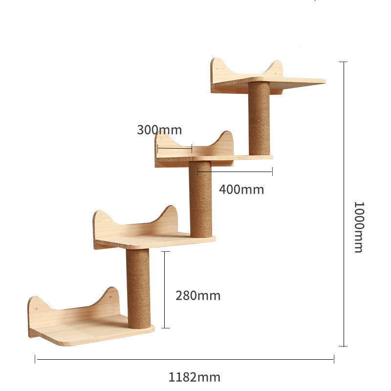 Pet Cat Climbing Frame Wall Type Solid Wood Wall Hanging Platform Ladder Pets Accessories A wall steps Pet Supplies - Tophatter Daily Deals