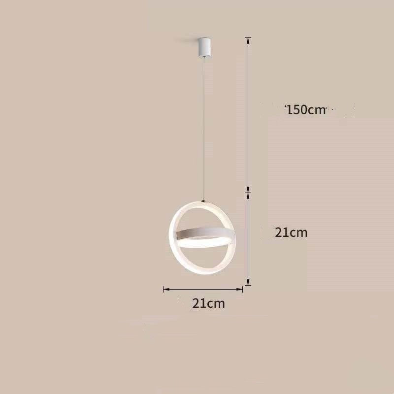 Bedside Chandelier Bedroom Dining Room Bar Long Line Single Head White circle 0 - Tophatter Daily Deals