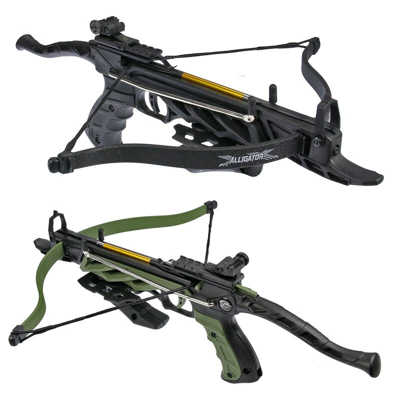 80 lb Pistol Crossbow ALLIGATOR w/ GRIP Bolts Archery Gun - Self Cocking Crossbow - Tophatter Daily Deals