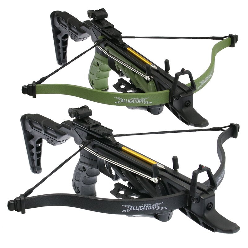 80 lb Pistol Crossbow ALLIGATOR w/ Adjustable Stock - Self Cocking Crossbow - Tophatter Daily Deals
