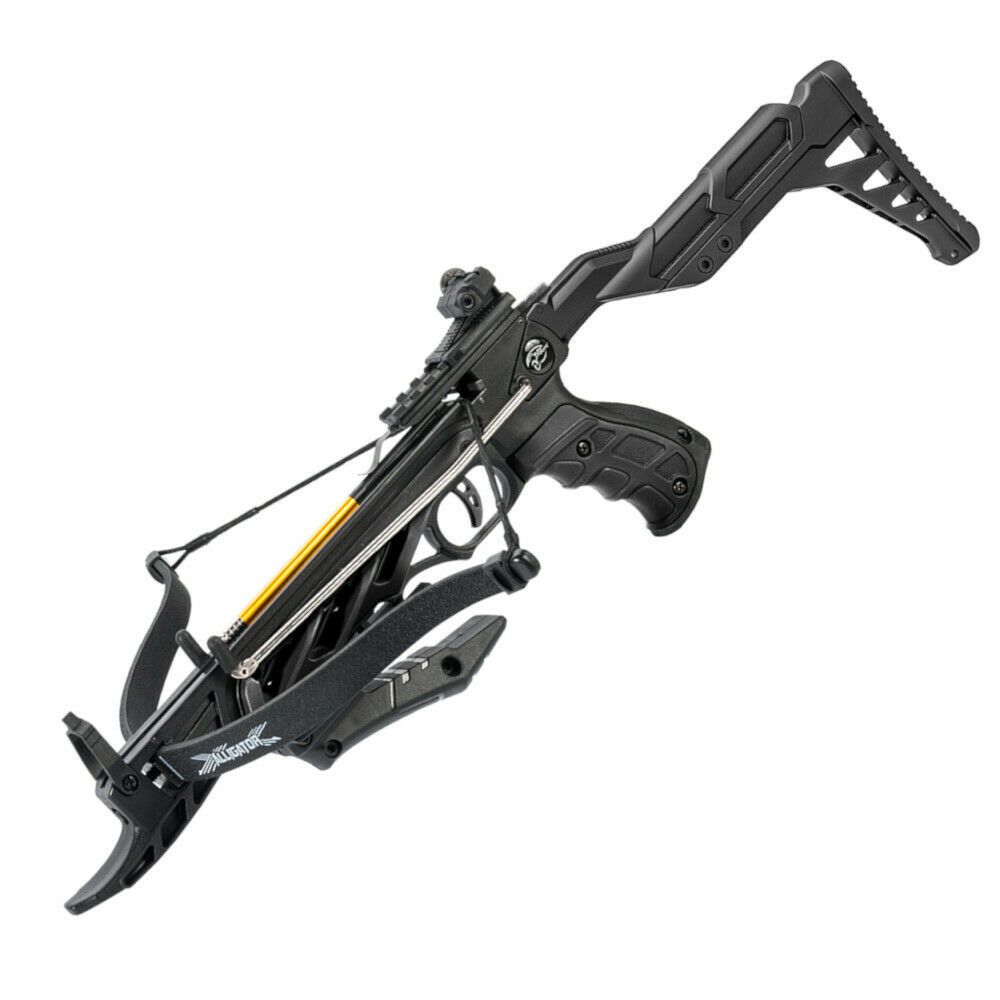 80 lb Pistol Crossbow ALLIGATOR w/ Adjustable Stock - Self Cocking Crossbow - Tophatter Daily Deals