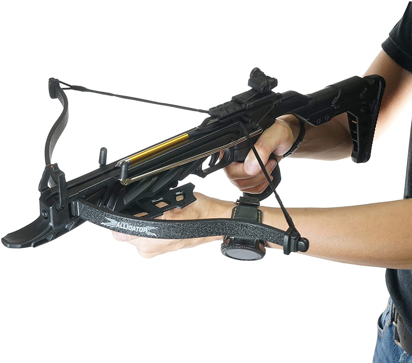 80 lb Pistol Crossbow ALLIGATOR w/ Adjustable Stock - Self Cocking Crossbow - Tophatter Daily Deals