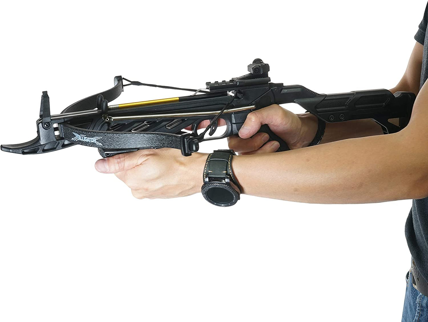 80 lb Pistol Crossbow ALLIGATOR w/ Adjustable Stock - Self Cocking Crossbow - Tophatter Daily Deals