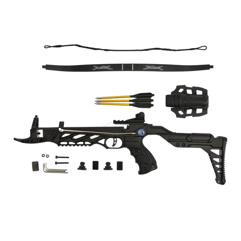 80 lb Pistol Crossbow ALLIGATOR w/ Adjustable Stock - Self Cocking Crossbow - Tophatter Daily Deals