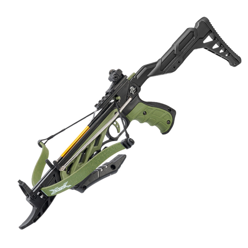 80 lb Pistol Crossbow ALLIGATOR w/ Adjustable Stock - Self Cocking Crossbow - Tophatter Daily Deals