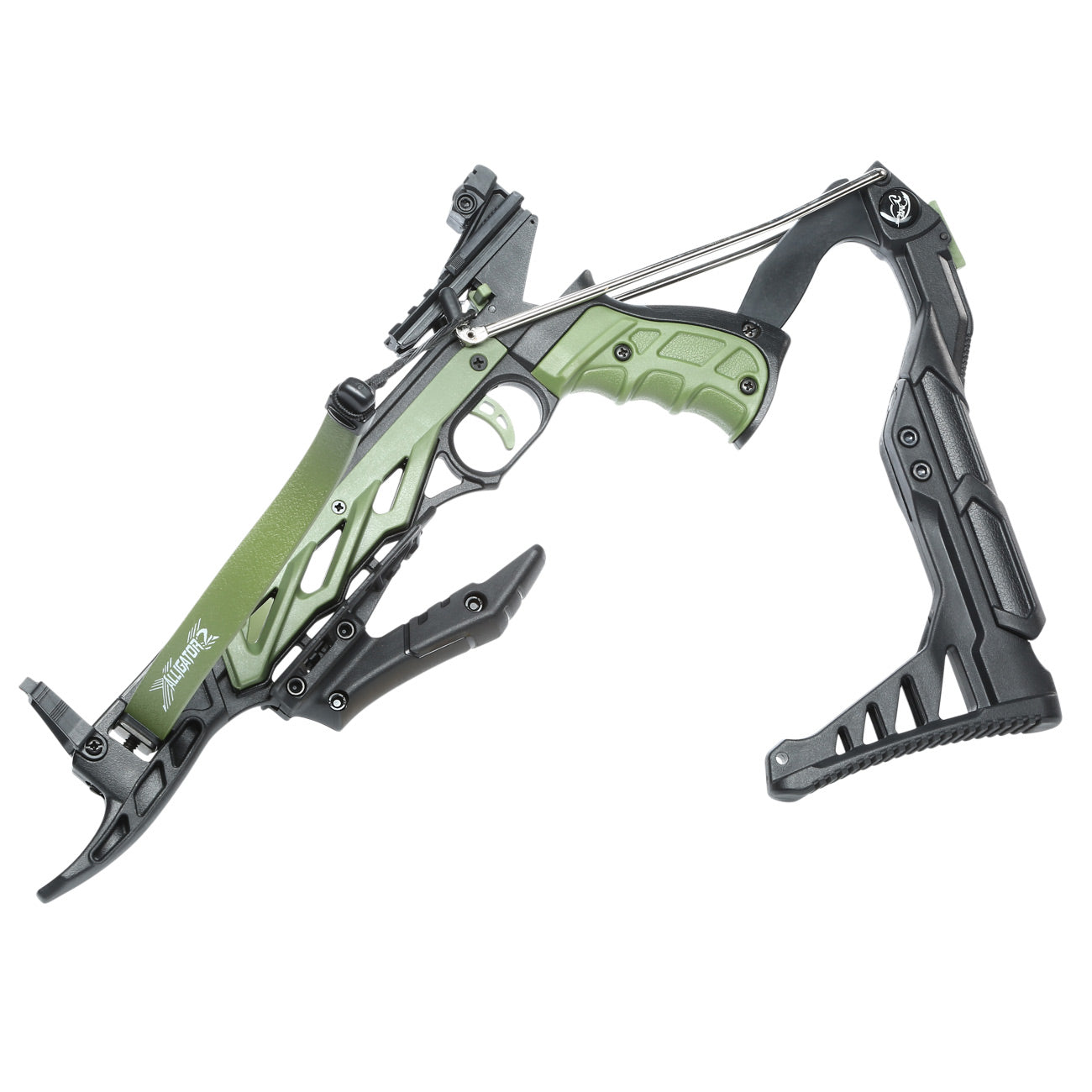 80 lb Pistol Crossbow ALLIGATOR w/ Adjustable Stock - Self Cocking Crossbow - Tophatter Daily Deals