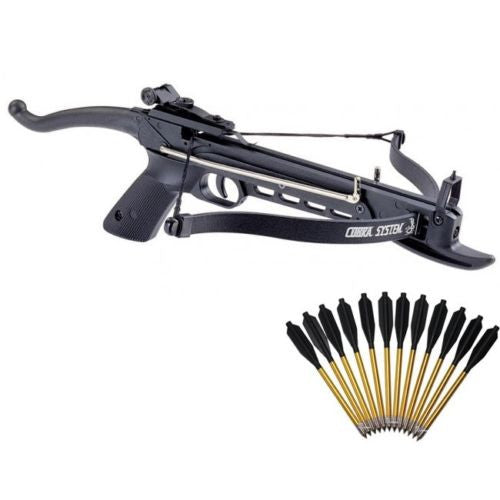 80 lb Self Cocking Pistol Crossbow W/ 15 Arrows Bolts Hunting Archery Gun Crossbow - Tophatter Daily Deals