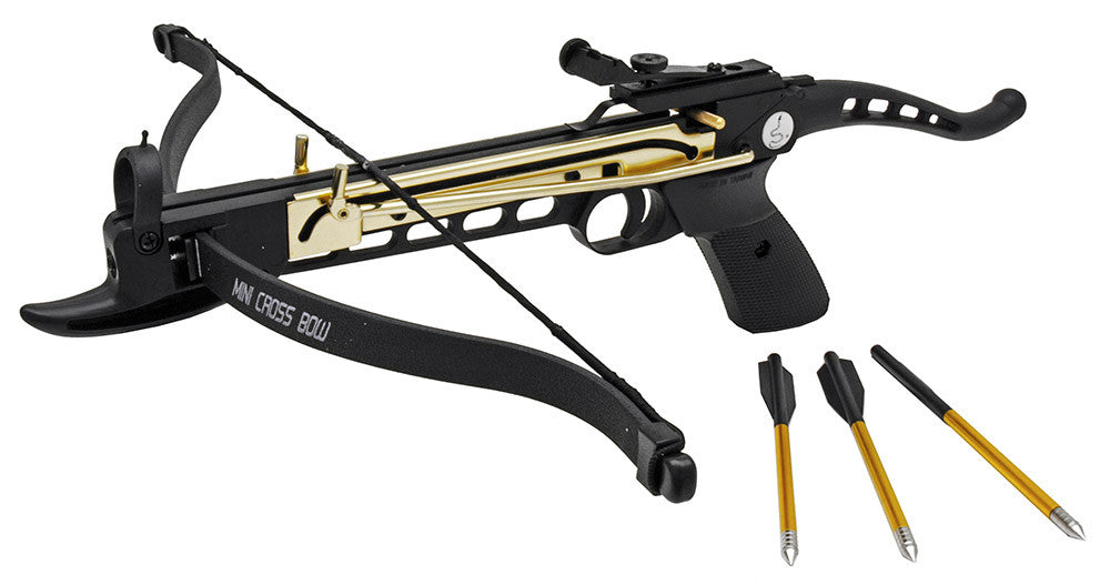80 lb Metal Self Cocking Pistol Crossbow W/ Arrows Bolts Hunting Archery Gun Crossbow - Tophatter Daily Deals
