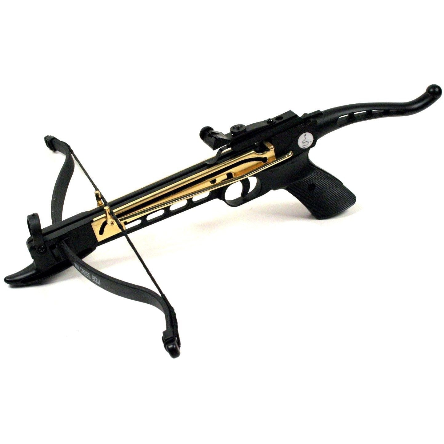 80 lb Metal Self Cocking Pistol Crossbow W/ Arrows Bolts Hunting Archery Gun Crossbow - Tophatter Daily Deals