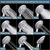 9-Spray Handheld Shower Head Set with Hose and Shower Arm Mount Home Improvement - Tophatter Daily Deals