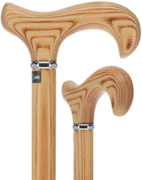 Flame Scorched Ash Derby Walking Cane: Enhanced Wood Grain Derby Classic Walking Canes - Tophatter Daily Deals